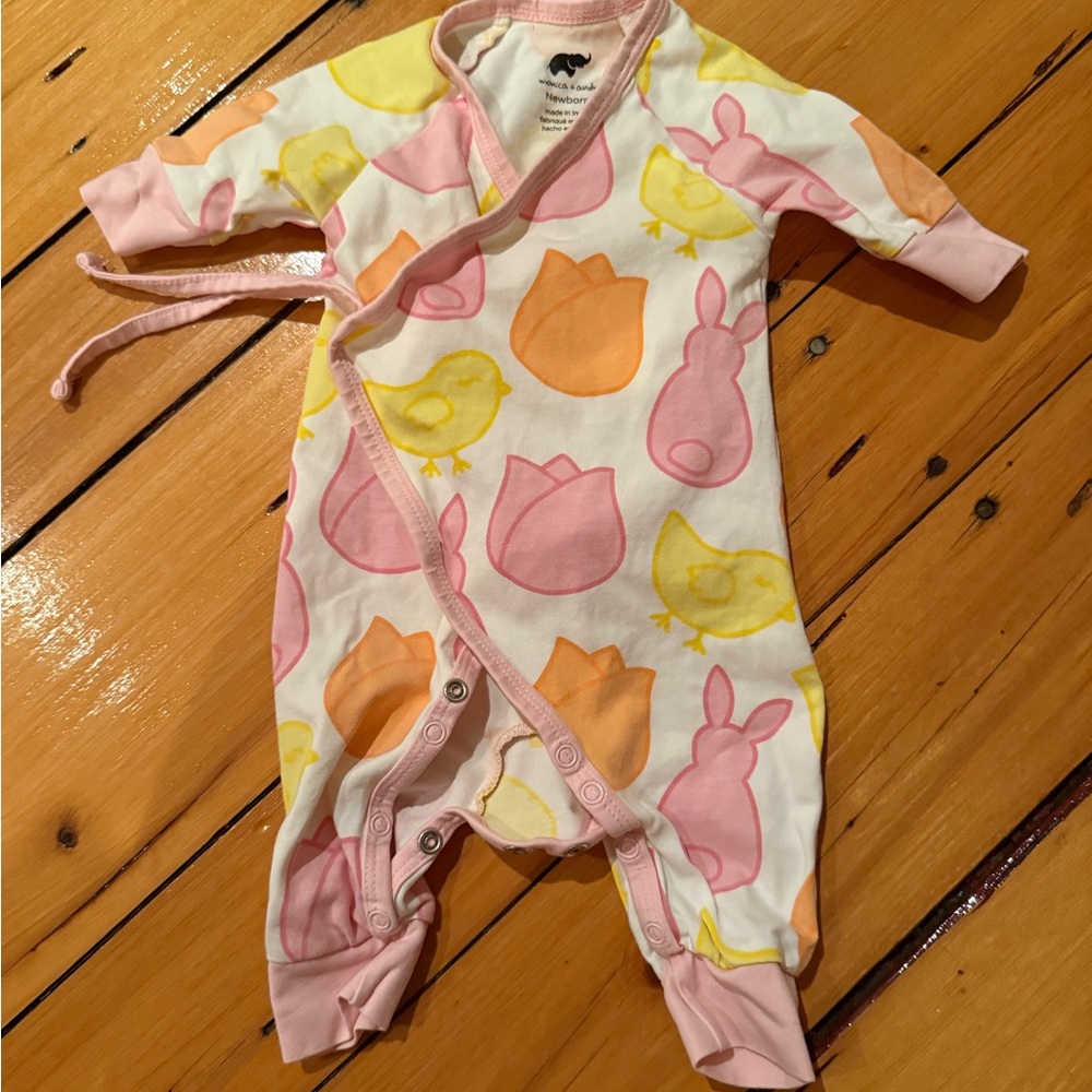 Cute Pink and Orange Baby Footie